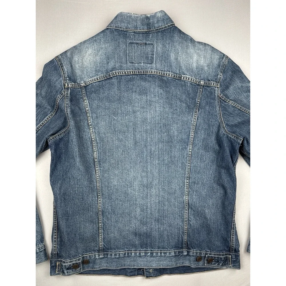 Levi's Denim Trucker Jacket 2XL Distressed Faded Blue Red Tab